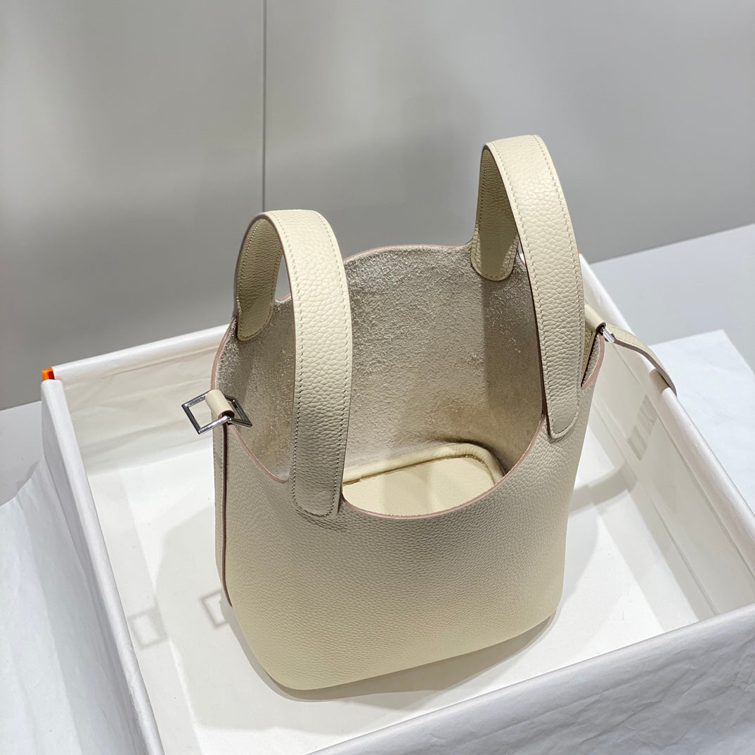 picotin lock ivory togo leather silver hardware