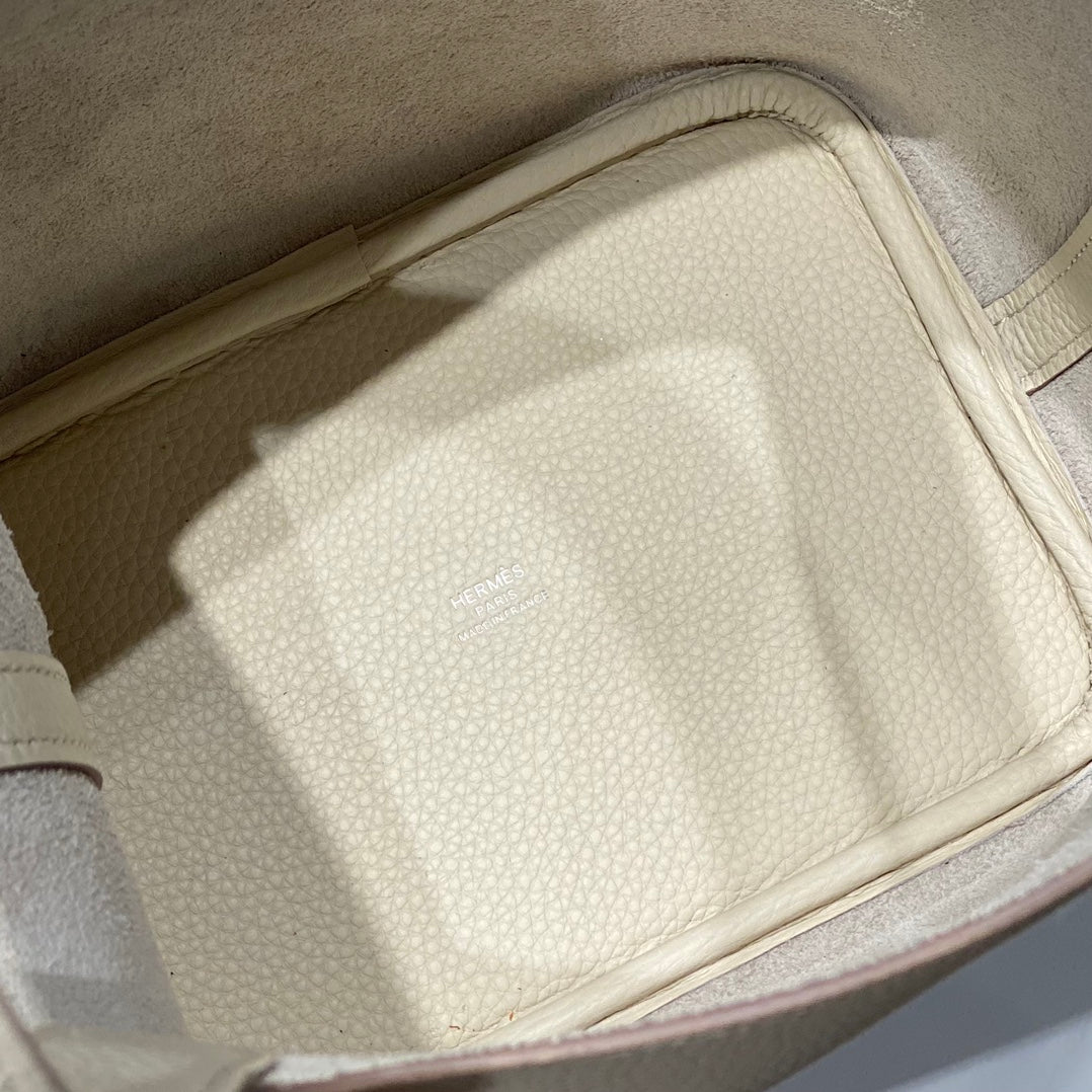 picotin lock ivory togo leather silver hardware