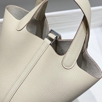 picotin lock ivory togo leather silver hardware