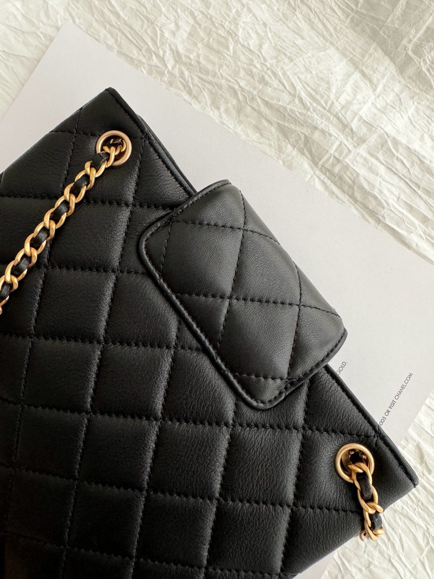 24c cc small shopping bag 21cm black lambskin gold hardware