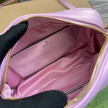 GG MARMONT 24 SMALL MATELASS¨¦ SHOULDER BAG LIGTH PINK CALFSKIN