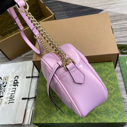 GG MARMONT 24 SMALL MATELASS¨¦ SHOULDER BAG LIGTH PINK CALFSKIN