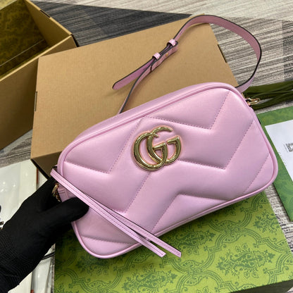 GG MARMONT 24 SMALL MATELASS¨¦ SHOULDER BAG LIGTH PINK CALFSKIN