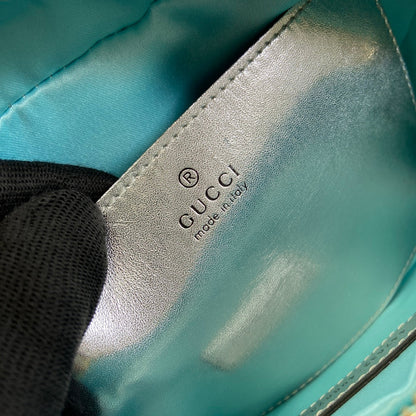 GG MARMONT 24 SMALL MATELASS¨¦ SHOULDER BAG BLUE IRIDESCENT CALFSKIN