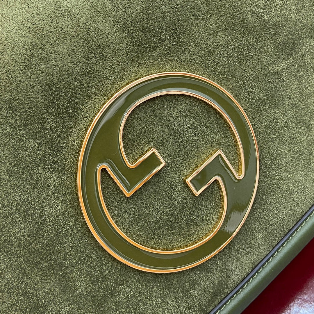 BLONDIE MEDIUM SHOULDER BAG 32 IN JUNIPER GREEN CALFSKIN AND SUEDE GOLD HARDWARE