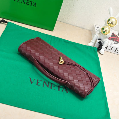 BV Long Clutch Andiamo With Handle 31cm Burgundy Calfskin Ghw