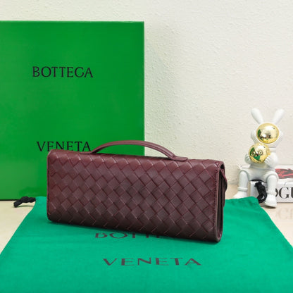 BV Long Clutch Andiamo With Handle 31cm Burgundy Calfskin Ghw