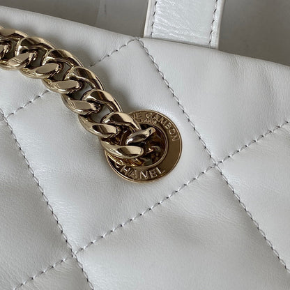 23P Hobo Shopping White Calfskin Gold Hardware