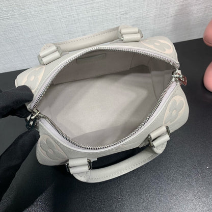 LV Speedy Bandouliere 20 Brume Gray Monogram Empreinte Leather 205495