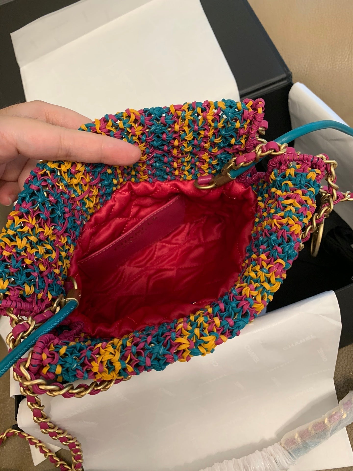 CC 22 Hobo 23cm Multicolor Macrame Calfskin Gold Hardware