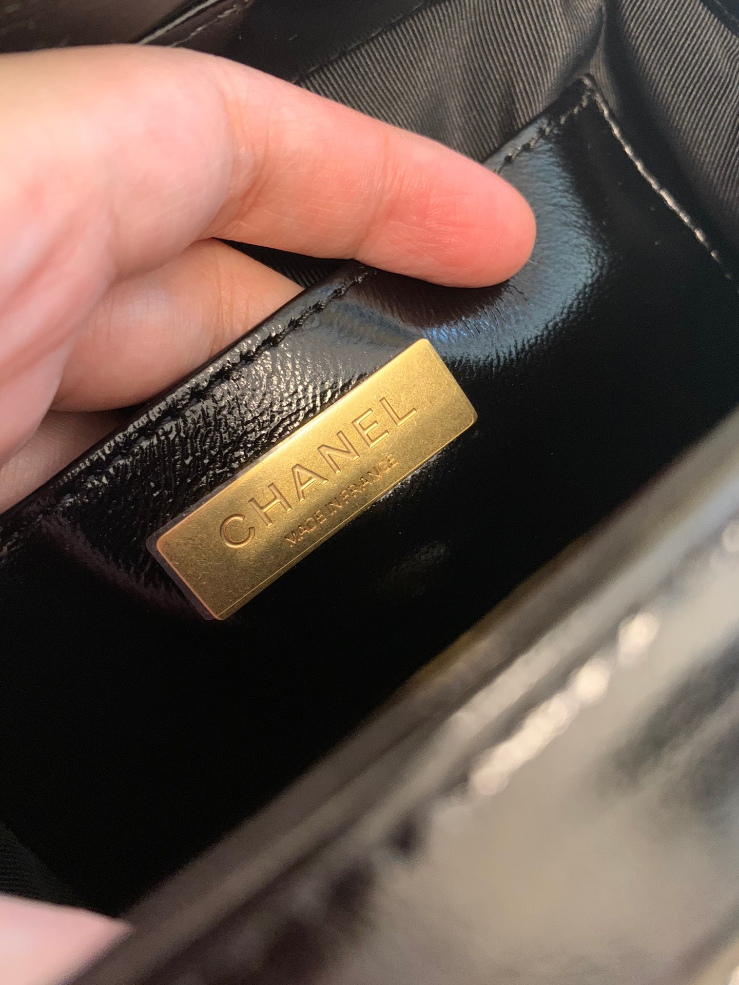 CC 24A 18cm Top Handle Mini Bag Black Lambaskin