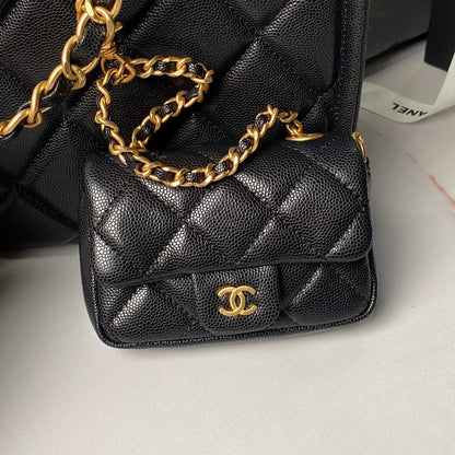 24a shopping bag 30cm black caviar gold hardware