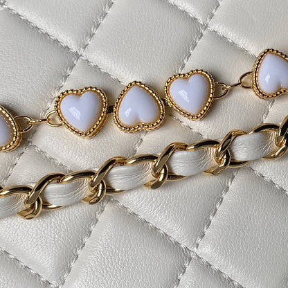 24p clutch with chain 19cm white lambskin