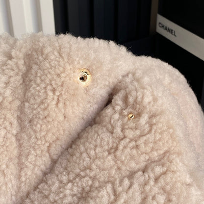 CC 24K Hobo 22 Bag 39cm Beige Wool Fur