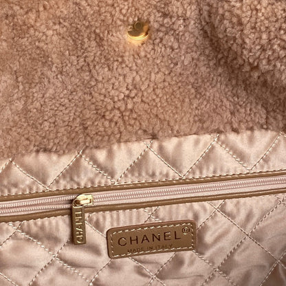 CC 24K Hobo 22 Bag 39cm Brown Wool Fur