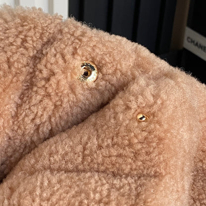 CC 24K Hobo 22 Bag 39cm Brown Wool Fur