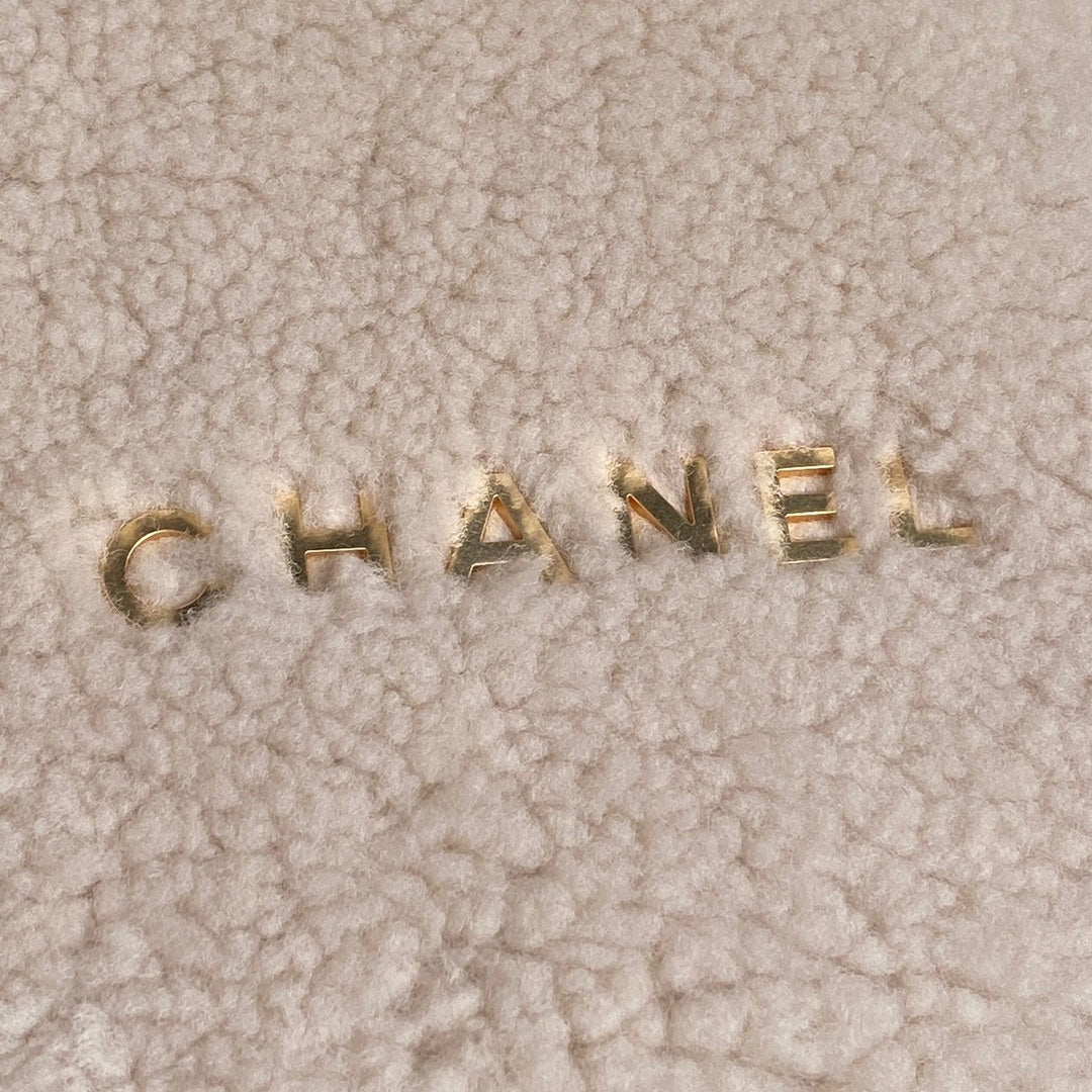 CC 24K Hobo 22 Bag 35cm Beige Wool Fur