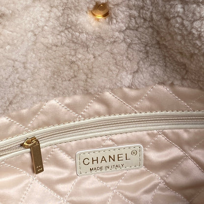 CC 24K Hobo 22 Bag 35cm Beige Wool Fur