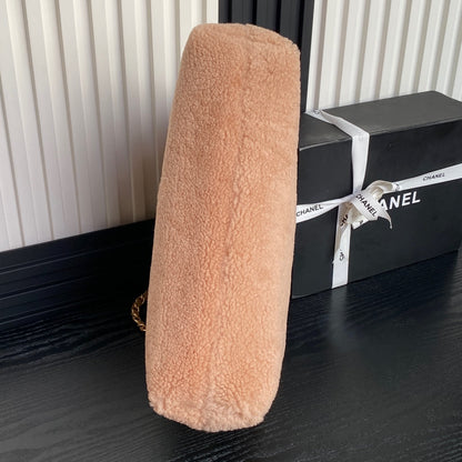 CC 24K Hobo 22 Bag 35cm Brown Wool Fur