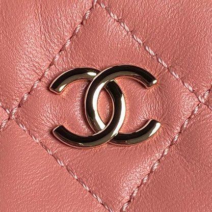 CC 25C Clutch With Strap 21cm Light Pink Calfskin