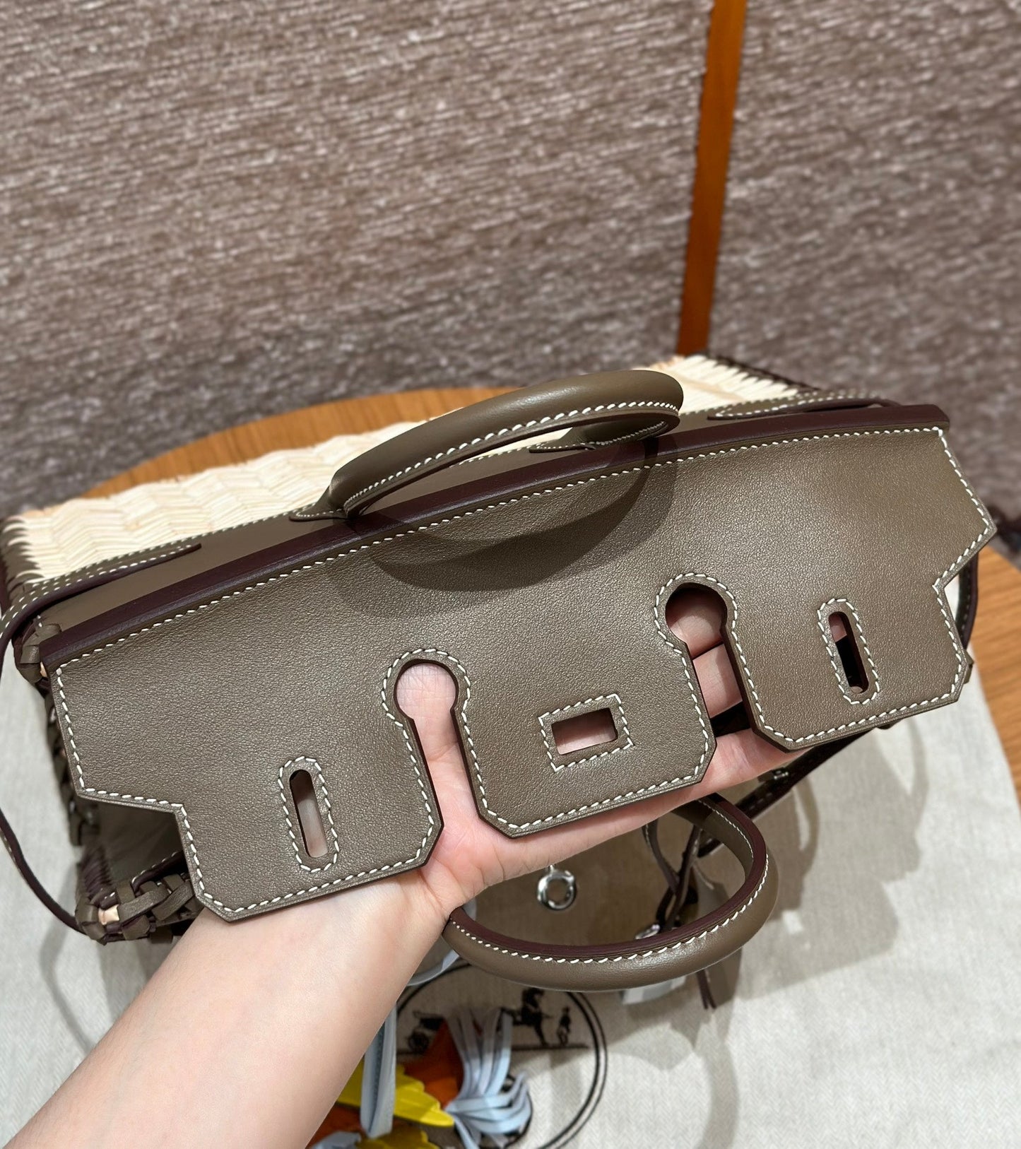 HM BIRKIN 25 CM PICNIC OLIVE BAMBOO AND RATTAN