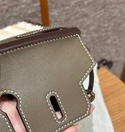 HM BIRKIN 25 CM PICNIC OLIVE BAMBOO AND RATTAN