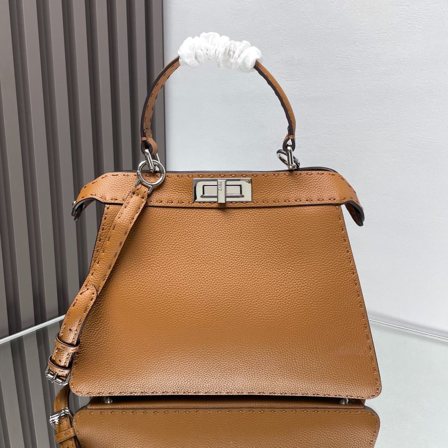 PEEKABOO MEDIUM 33 BROWN CALFSKIN SILVER HARDWARE