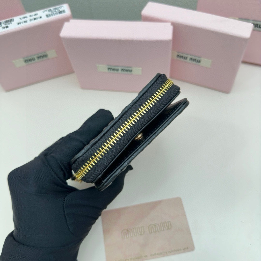 SMALL MATELASS¨¦ WALLET 10 IN BLACK LEATHER