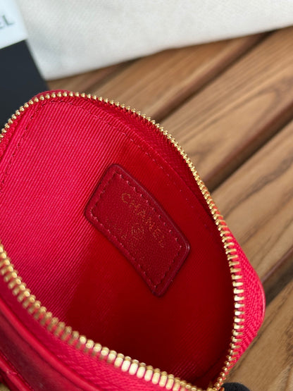 cc 19 zipped coin purse 11cm black lambskin gold hardware