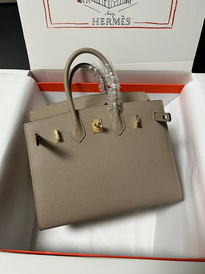 HM BIRKIN SELLIER ETOUPE GREY EPSOM LEATHER GOLD HARDWARE