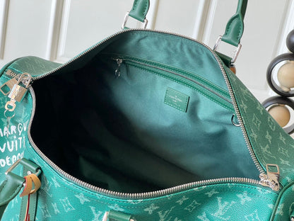 KEEPALL BANDOULI¨¨RE 50 IN GREEN MONOGRAM HERITAGE CANVAS