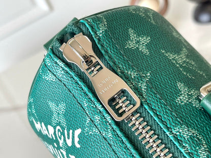 KEEPALL BANDOULI¨¨RE 25 IN GREEN MONOGRAM HERITAGE CANVAS