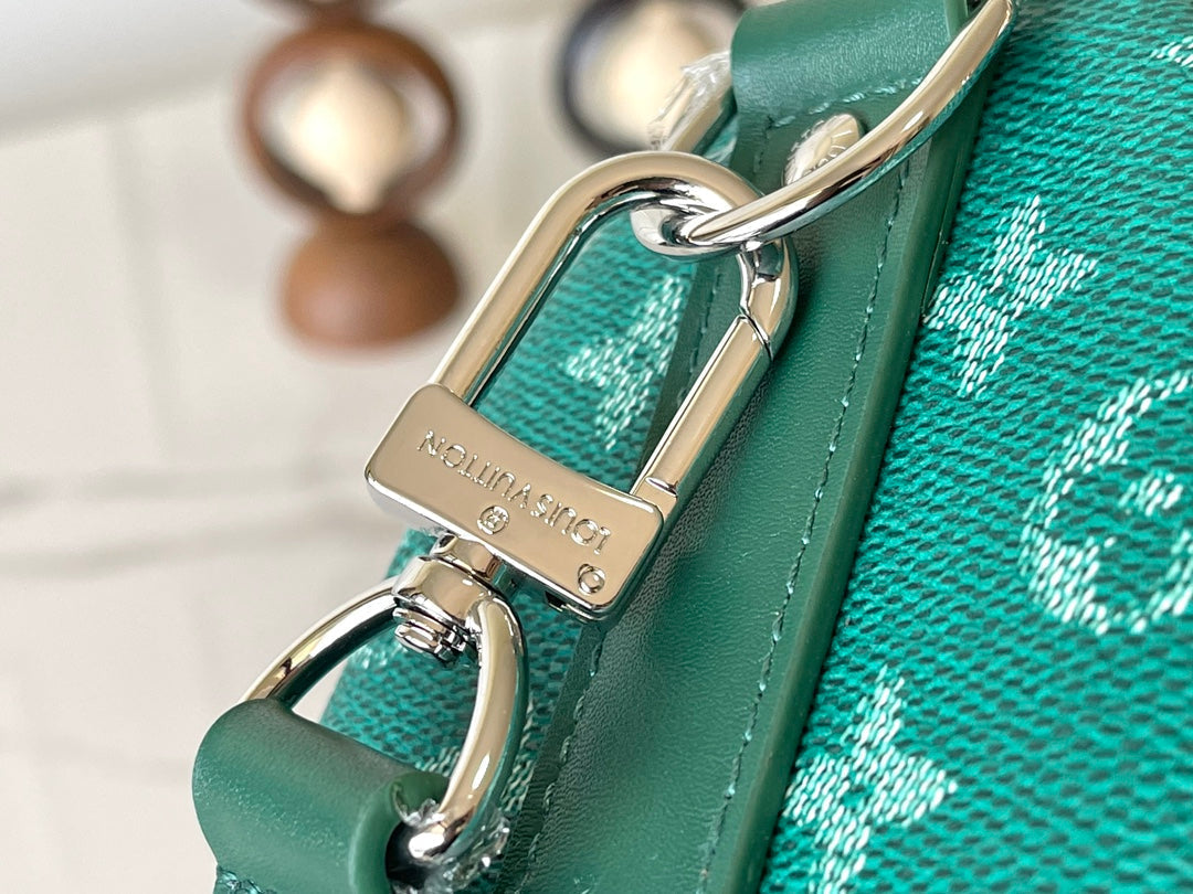 KEEPALL BANDOULI¨¨RE 25 IN GREEN MONOGRAM HERITAGE CANVAS