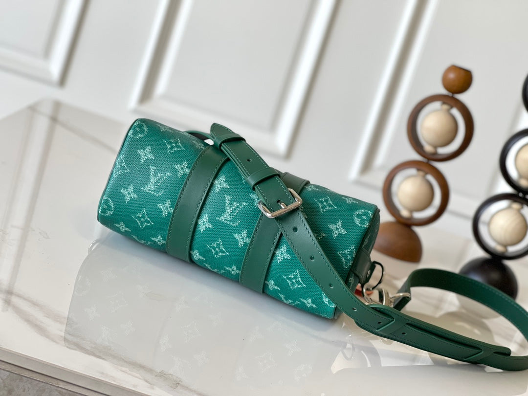 KEEPALL BANDOULI¨¨RE 25 IN GREEN MONOGRAM HERITAGE CANVAS
