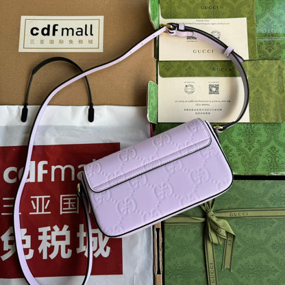 SUPER MINI SHOULDER BAG 21 IN LIGHT VIOLET EMBOSSED CALFSKIN