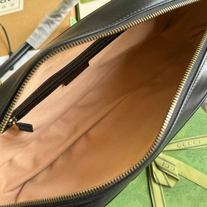 gg marmont medium top handle 35cm black calfskin gold hardware