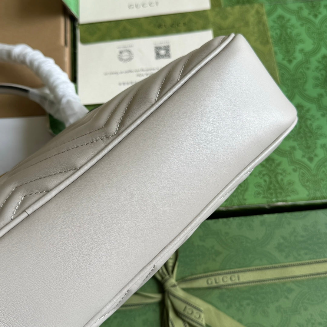 gg marmont medium top handle 35cm cream calfskin gold hardware