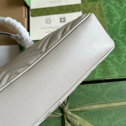 gg marmont medium top handle 35cm cream calfskin gold hardware