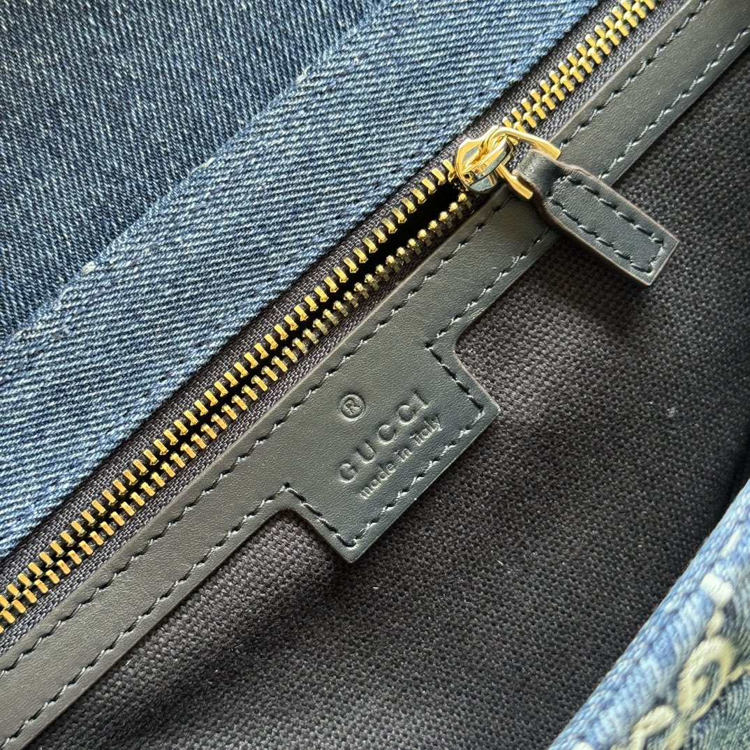 gg marmont 26cm blue monogram denim gold hardware