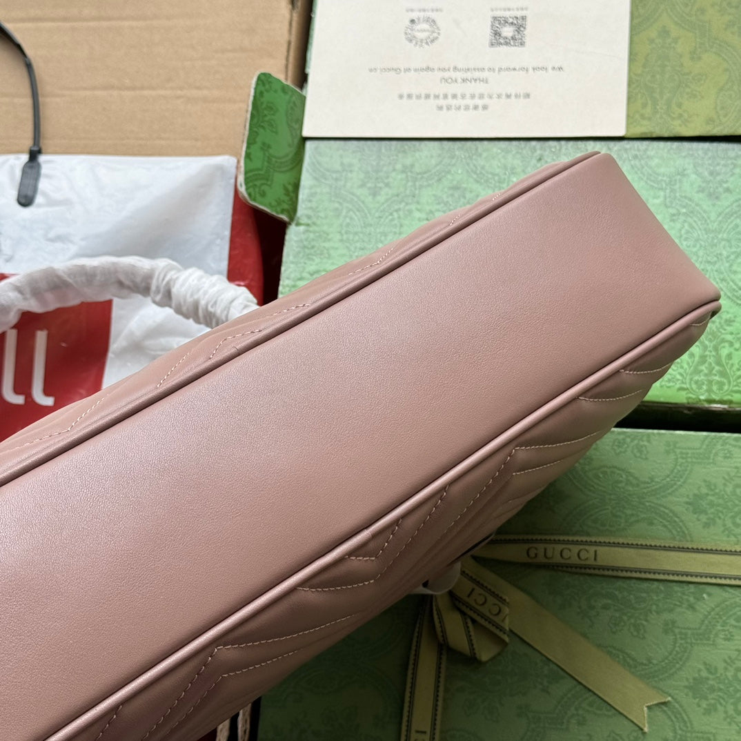 gg marmont medium top handle 35cm nude calfskin gold hardware