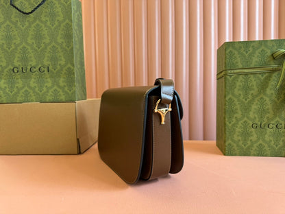 GG 1955 Horsebit Mini Bag 20cm Brown Calfskin Gold Hardware