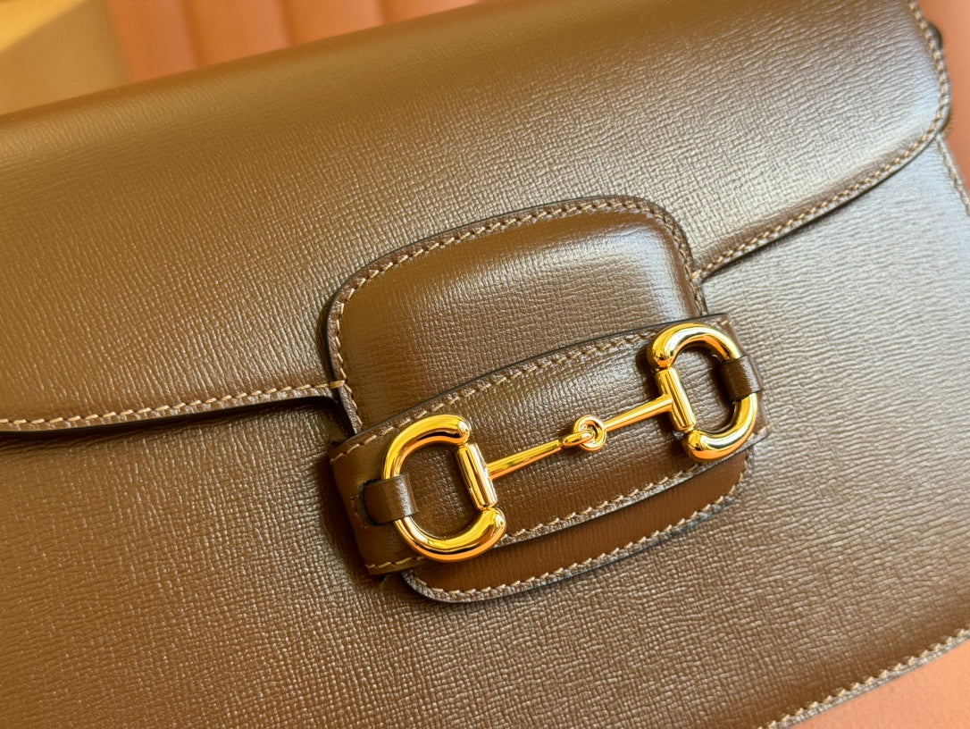 GG 1955 Horsebit Mini Bag 20cm Brown Calfskin Gold Hardware
