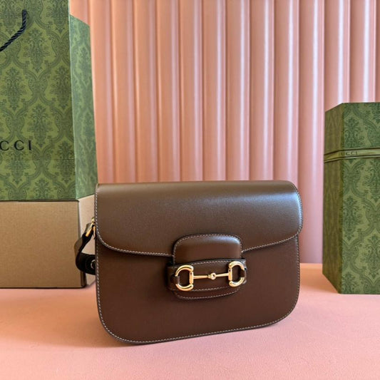 GG 1955 Horsebit Mini Bag 20cm Brown Calfskin Gold Hardware