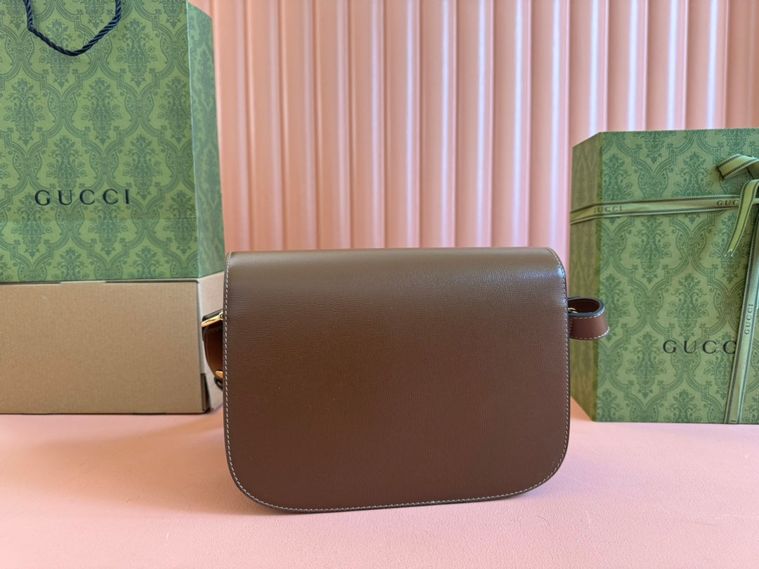 GG 1955 Horsebit Mini Bag 20cm Brown Calfskin Gold Hardware