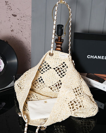 cc coco beach bag 51cm beige raffia