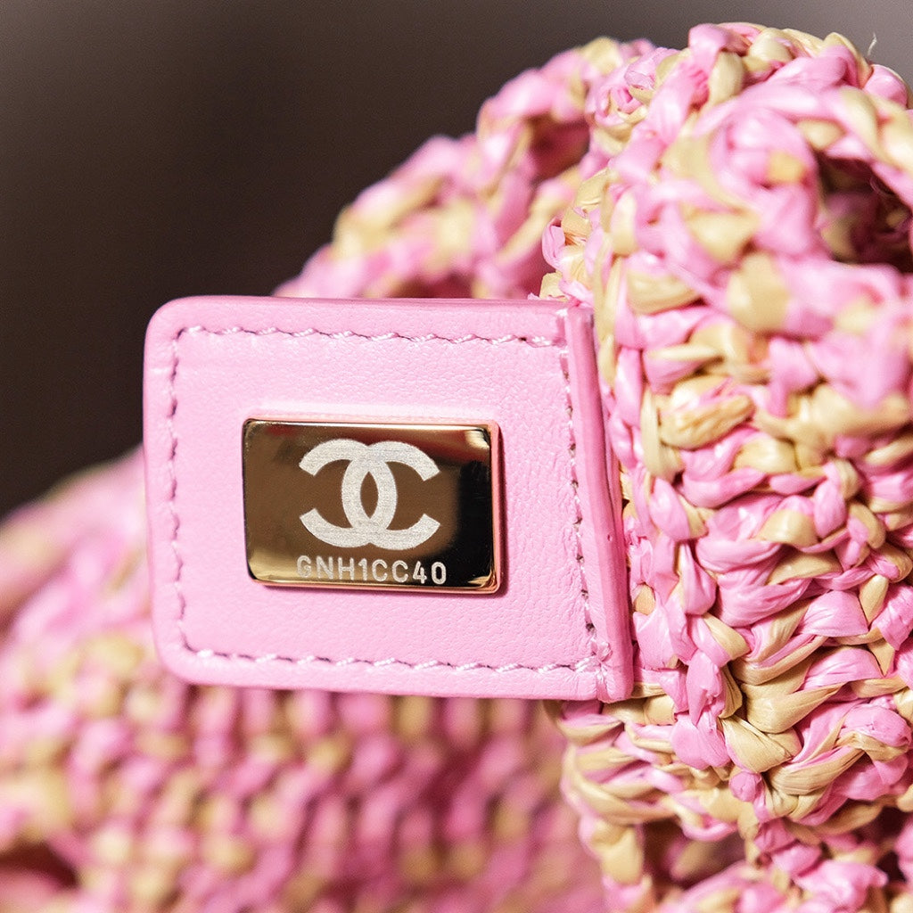 cc coco beach bag 51cm pink raffia
