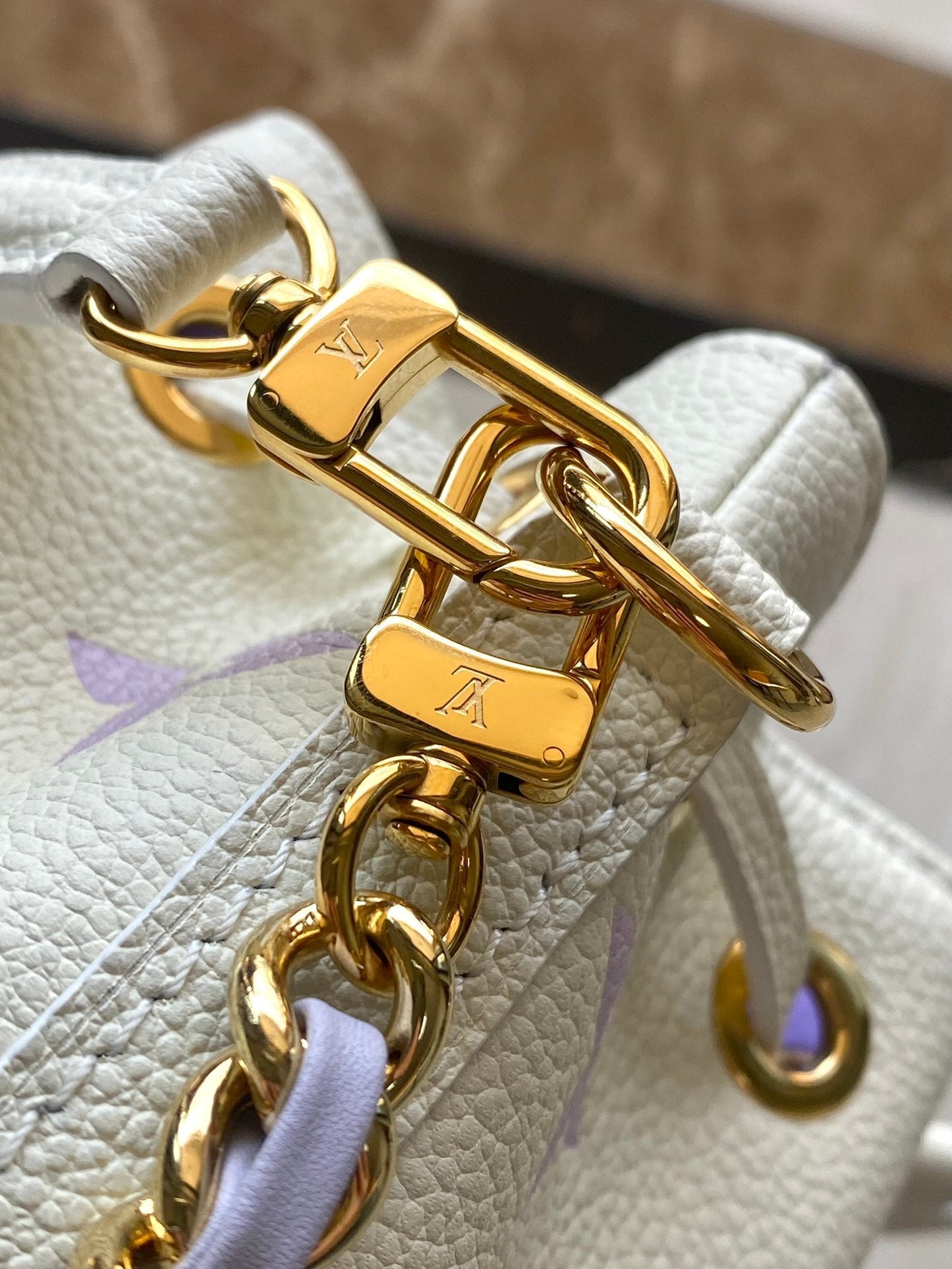 NANO NO¨¦ 16 IN WHITE PURPLE MONOGRAM EMBOSSED CALFSKIN
