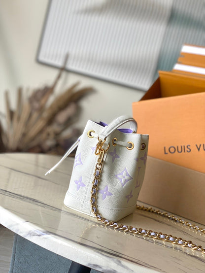 NANO NO¨¦ 16 IN WHITE PURPLE MONOGRAM EMBOSSED CALFSKIN