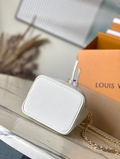 NANO NO¨¦ 16 IN WHITE PURPLE MONOGRAM EMBOSSED CALFSKIN