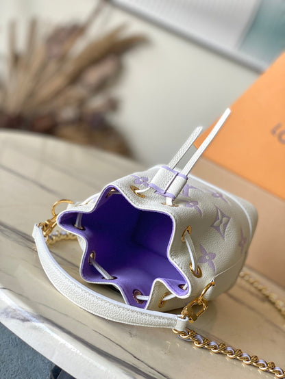 NANO NO¨¦ 16 IN WHITE PURPLE MONOGRAM EMBOSSED CALFSKIN